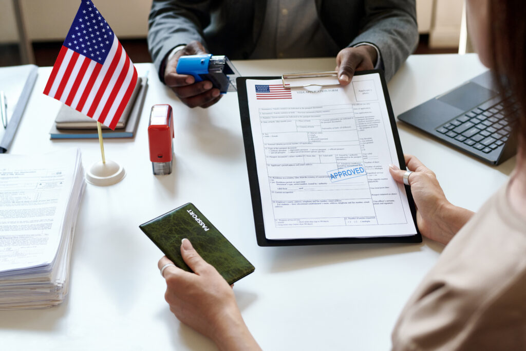 a woman receiving her approved form i-130 petition